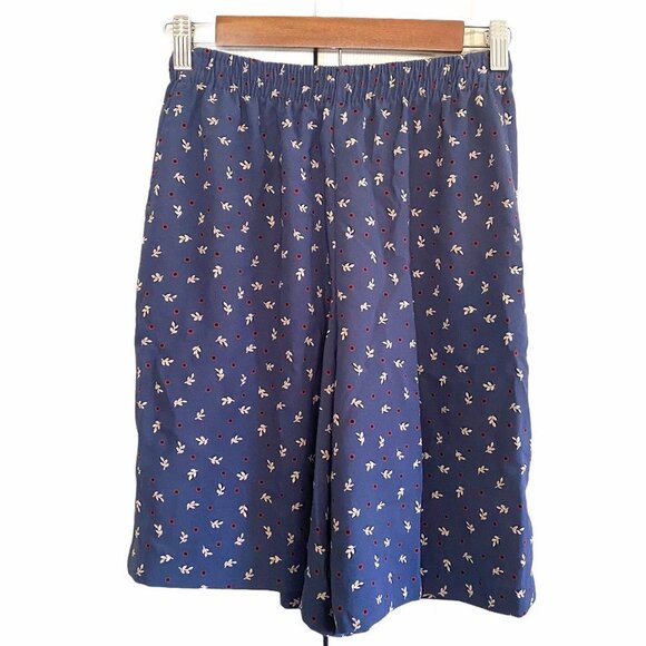 Vintage Caribou Womens Ultra High Rise Stretch Leaf Print Blue Shorts Size Small - Picture 1 of 8